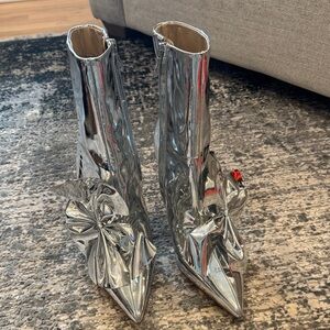 Sam Edelman Shiny Silver Heeled Boots